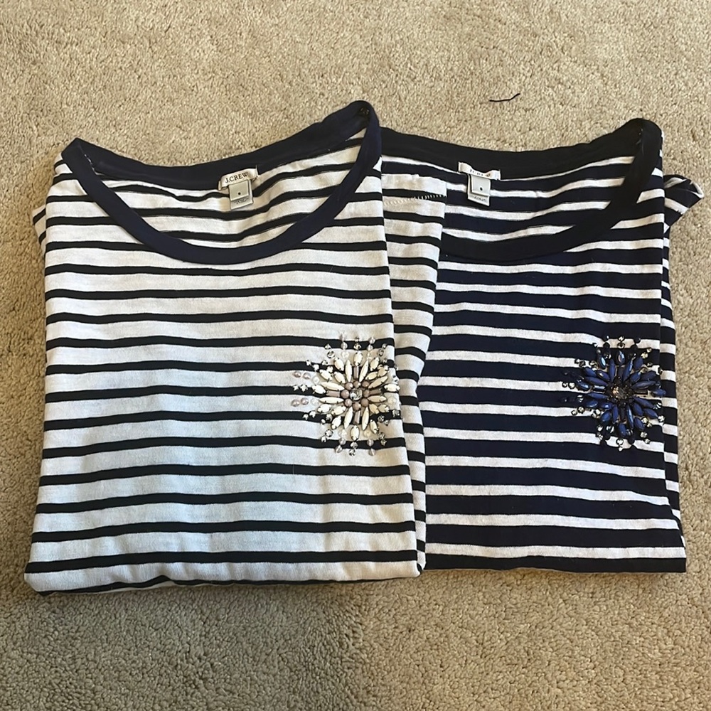 Pair 3/4 sleeve striped j.Crew shirts